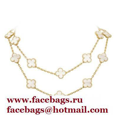 Van Cleef  &  Arpels Onyx Vintage Alhambra Necklace white/gold